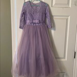 Purple Lace Gown with 3/4 Sleeves for any special occasion